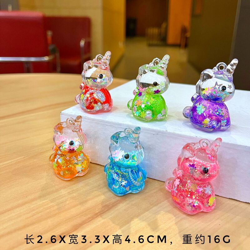 small size Unicorn Sand Bottle Flash Mini Crystal Pendant Decorative Decoration Transparent Ornaments Blind Bag Blind Box Gift
