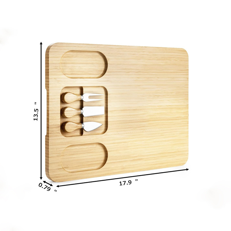 Tabla de queso de bambú multifuncional hogar tabla de cortar creativa tabla de cortar con cuchillo y tenedor plato de aperitivos de frutas para fiesta