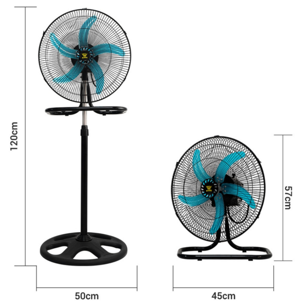 Ventilador eléctrico de comercio exterior personalizado transfronterizo de la ciudad de Zhongshan Ventilador de piso industrial de 18 pulgadas Ventilador de cabeza tres en uno Ventilador vertical