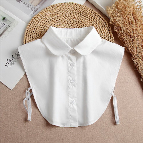 Pure white standing small lapel women's shirt fake collar black and white
