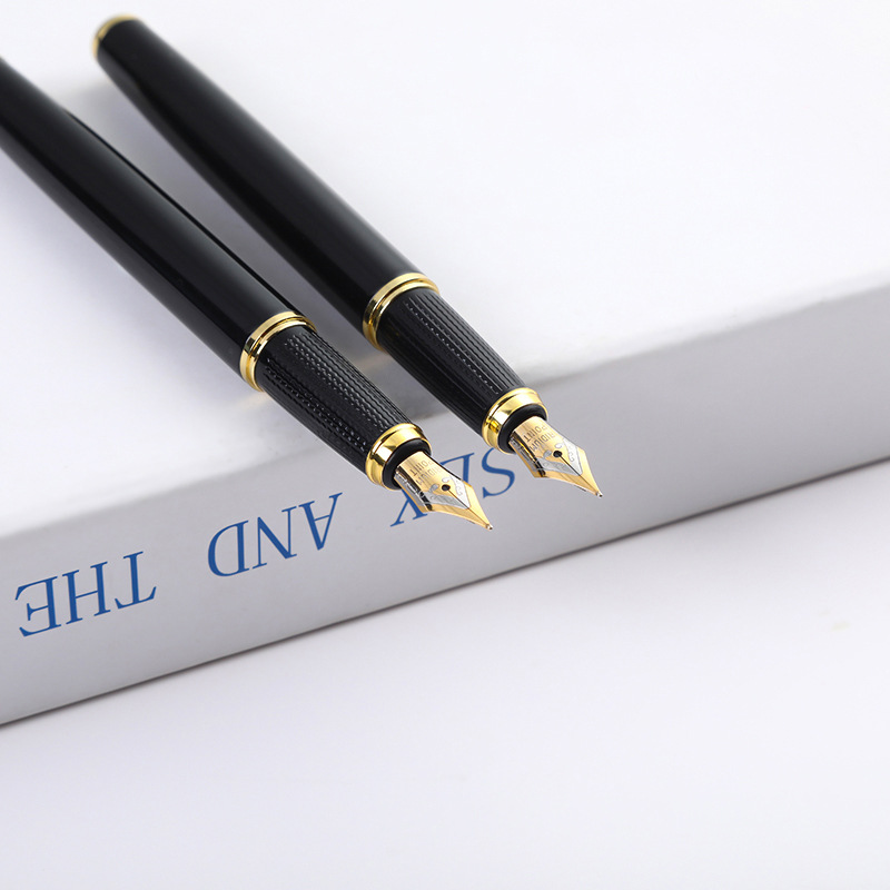 Fábrica al por mayor en stock pluma de metal negro firma pluma publicidad Impresión logotipo alta-pluma de metal de regalo de negocios de gama alta