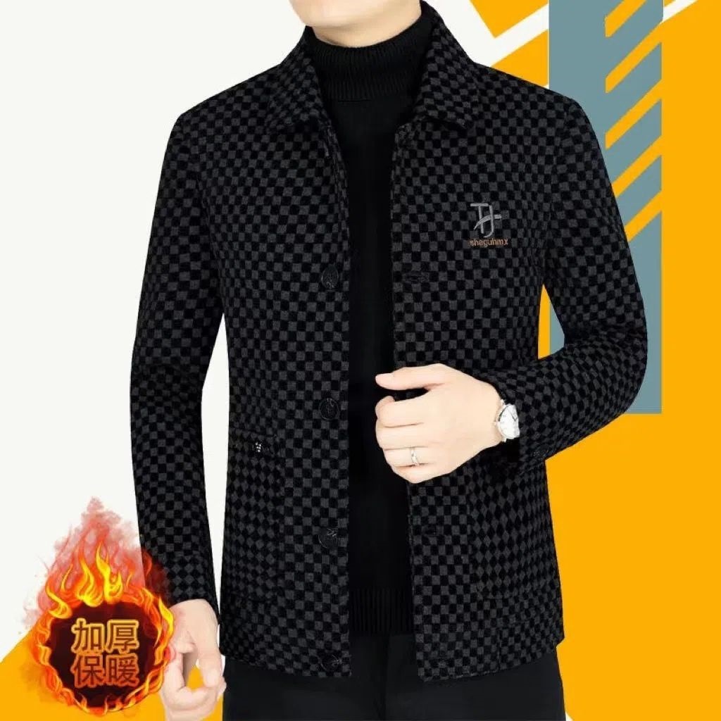 2025 Autumn and Winter Young and Middle-Aged Men's Outwears Woolen Tops Business Casual Men's Lapel High-End Woolen Outwears