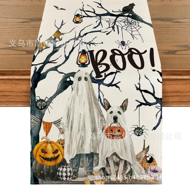 新型国境を越えたハロウィーンテーブル旗カボチャテーブル旗テーブル装飾亜麻材質メーカー直販|undefined