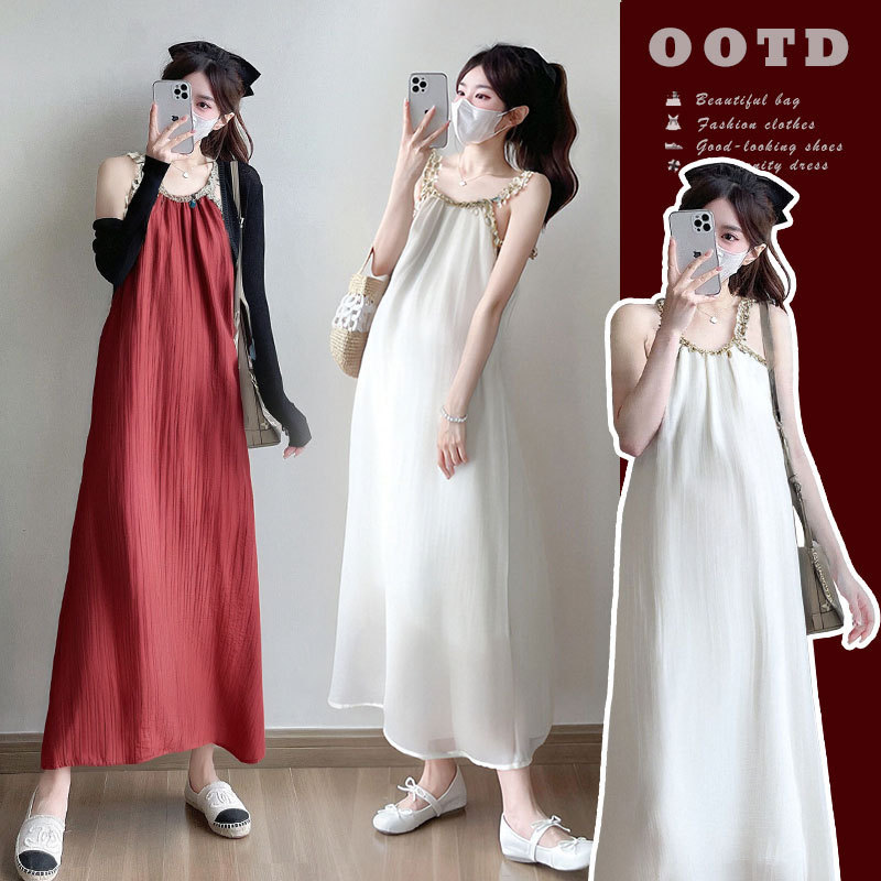 Reality Pats 2025 Spring and Summer Ethnic Style Pregnant Women's Sling dress Sunscreen Shirt plus size Women's Wear