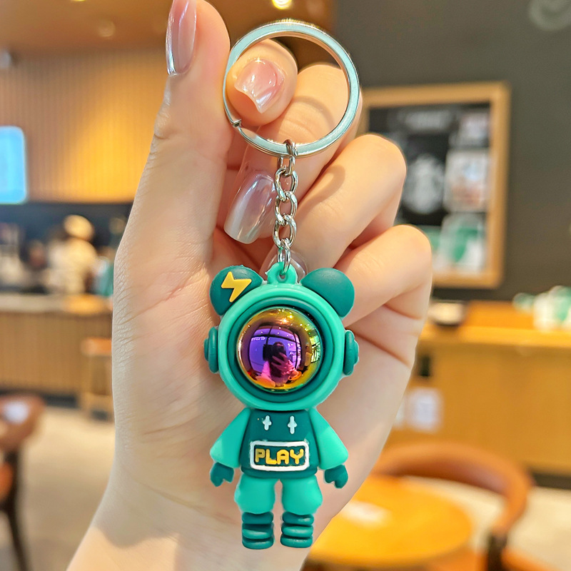 Nuevo astronauta cielo estrellado conejo llavero pvc llavero de goma suave bolsa de pareja colgante de muñeca tridimensional al por mayor