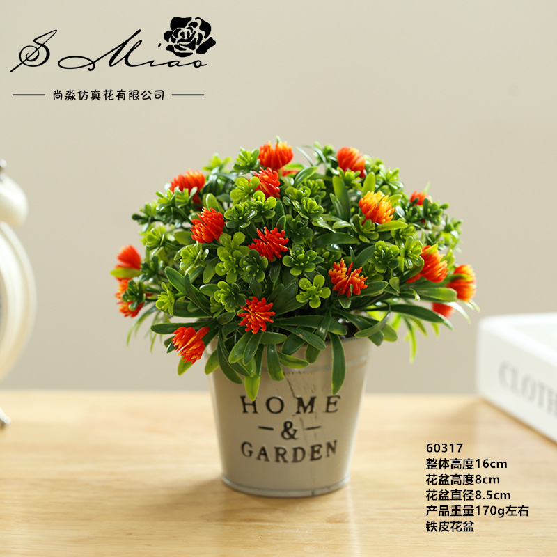 60317 Bonsai de bola de hierba con flores (lavabo de hierro)