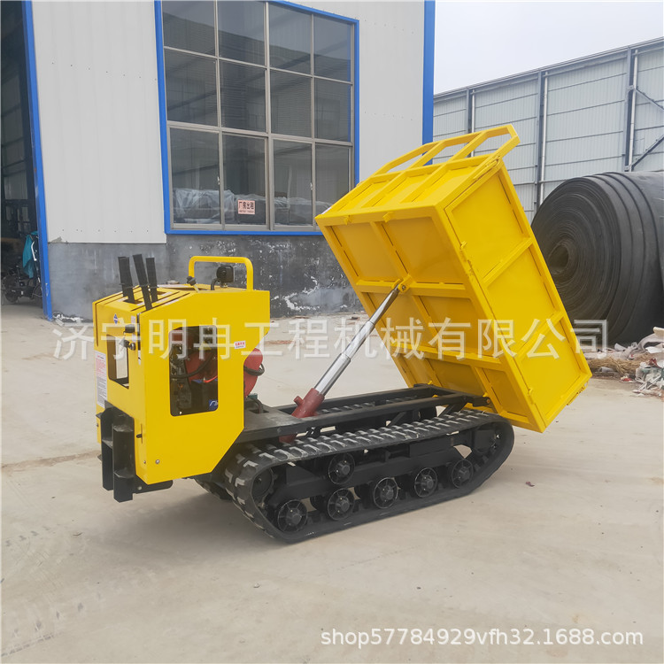 低预算履带运输车小型手扶运输履带车水运爬坡两不误橡胶带自卸车