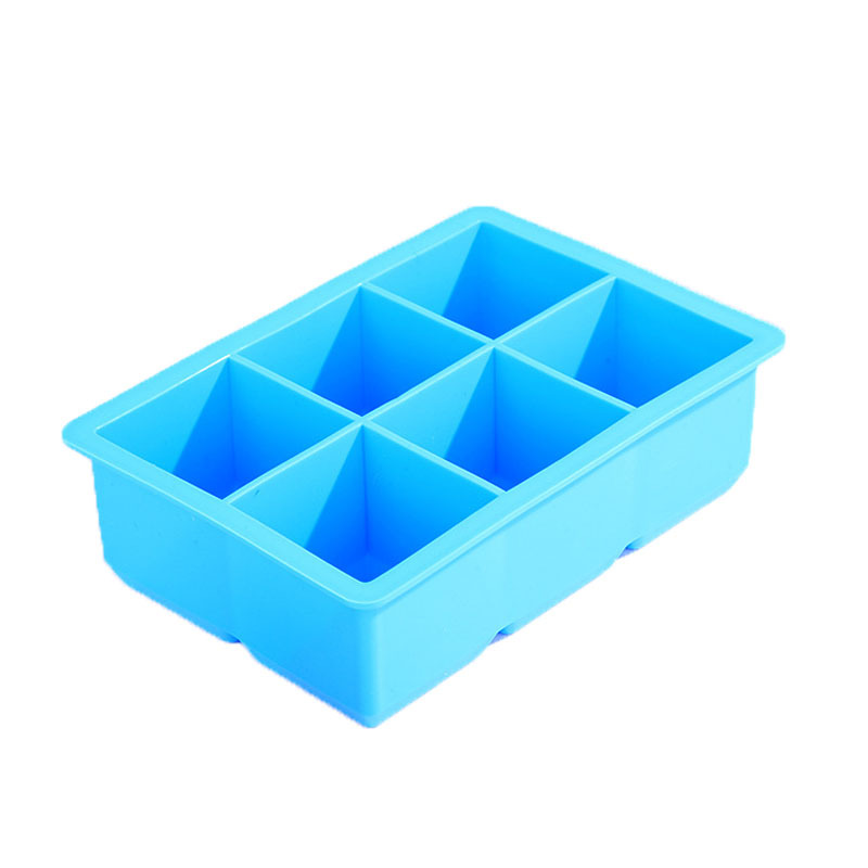 Fábrica al por mayor de silicona de seis compartimientos con tapa caja de hielo grande whisky casero cubitos de hielo molde de almacenamiento de hielo de grado alimenticio