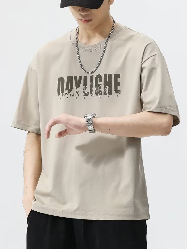 半袖tシャツ男性夏の薄いアメリカのレトロな丸首半袖insトレンドプリントのシャツカジュアルな服|undefined