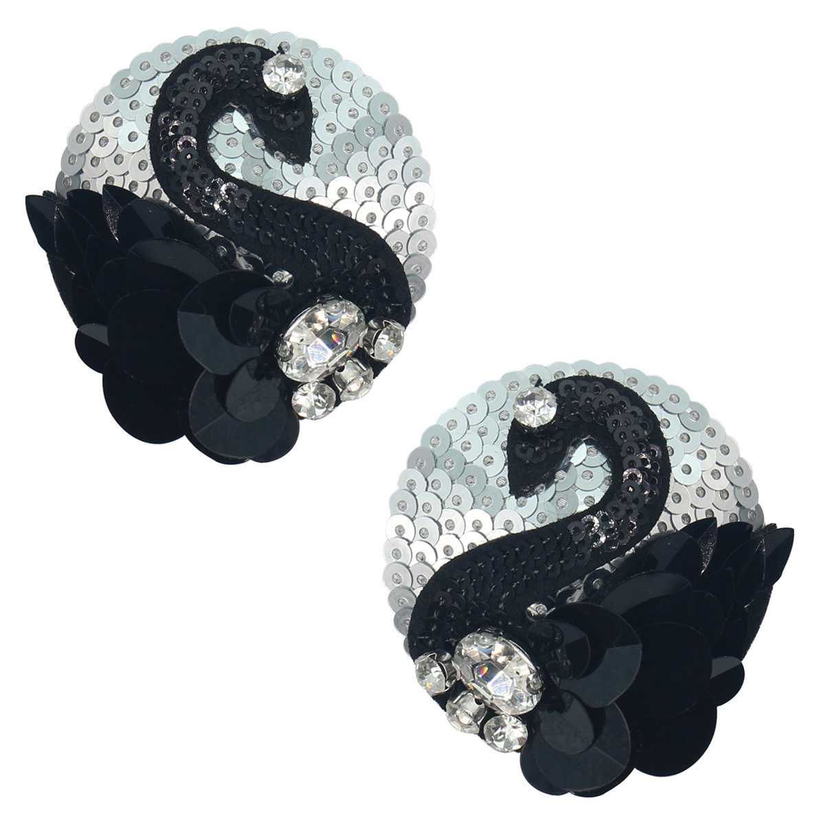 은색 바탕에 검은 백조