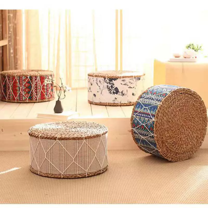 Соломенный табурет Творческий Диван-табурет гостиная спальня журнальный столик напольный табурет PU соломенная подушка в наличии оптом