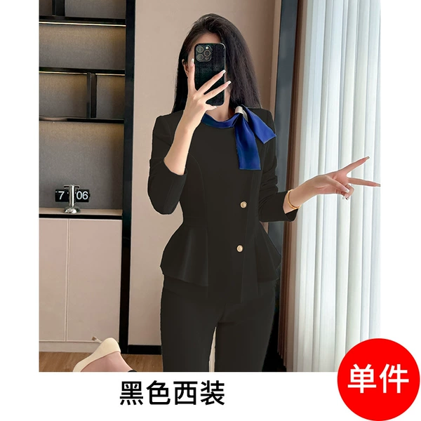 Black long-sleeve, classic suit jacket