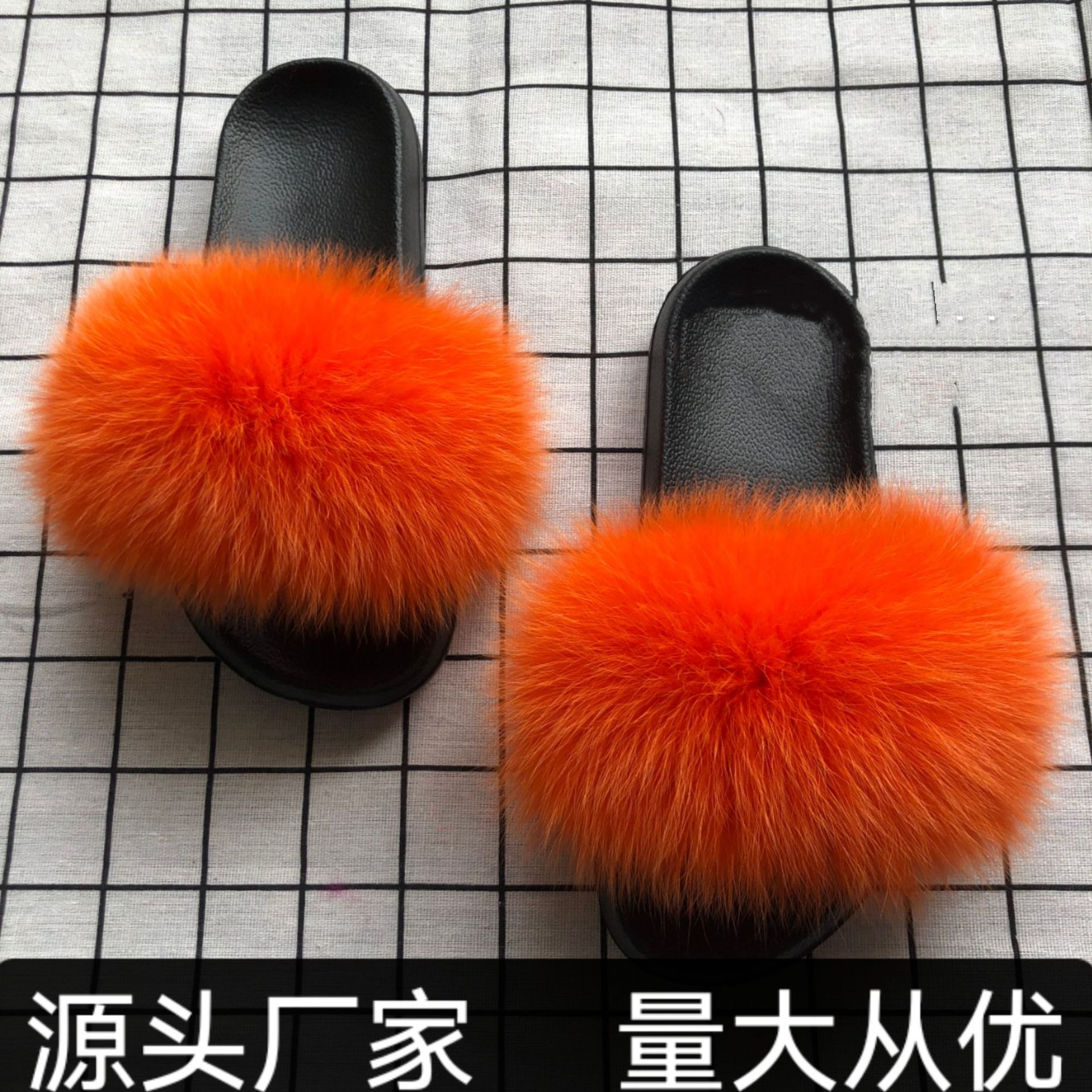 Moda real piel zorro pelo zapatillas mujer verano una palabra piel mujeres desgaste sandalias playa zapatillas mujeres