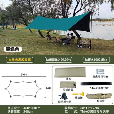 Tent, Avtomobil yan çətirləri - 460560cm-butterfly-octagonal-dark-green-1