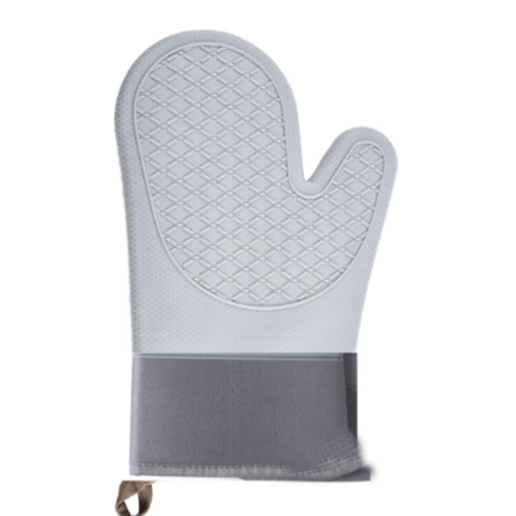 Guantes de aislamiento térmico de silicona, guantes anti-escaldado para microondas resistentes a altas temperaturas, guantes de horno para hornear con patrón de rombos de algodón