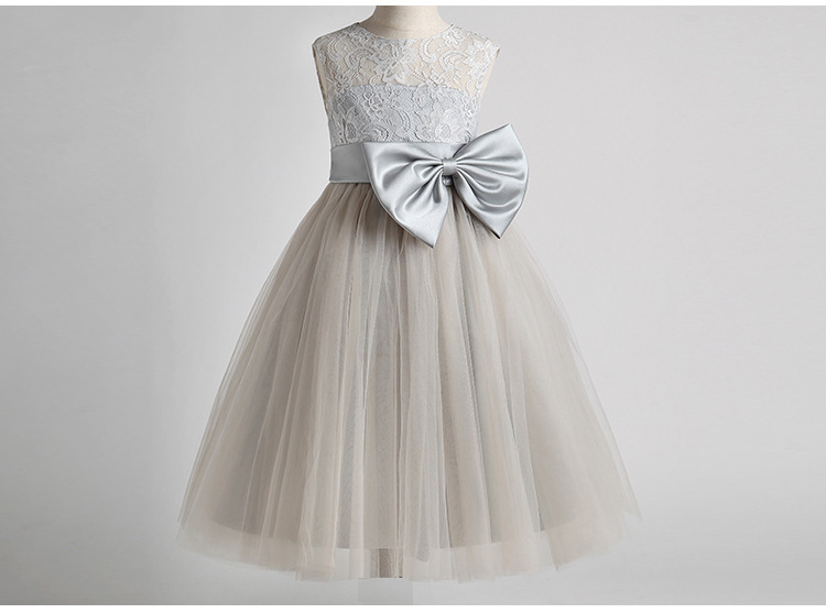 Robe de princesse grise élégante pour filles – Robe de fête intemporelle pour anniversaire, Noël et occasions spéciales (80-160 cm)_voghion.com