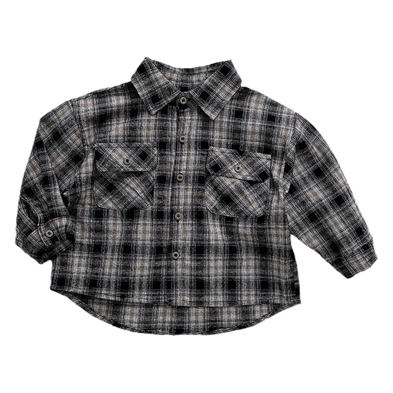 Camisa a cuadros de otoño para niños versátil estilo coreano para niñas nueva camisa otoño e invierno Bebé para niños capa superior casual