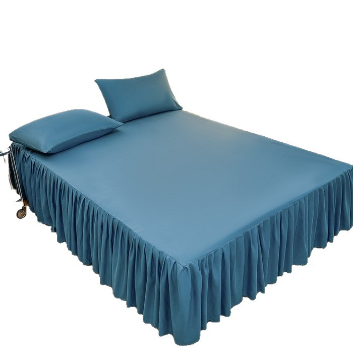 La falda de cama de un solo producto de color liso lavada y cepillada 2025 se puede combinar con dos o tres piezas