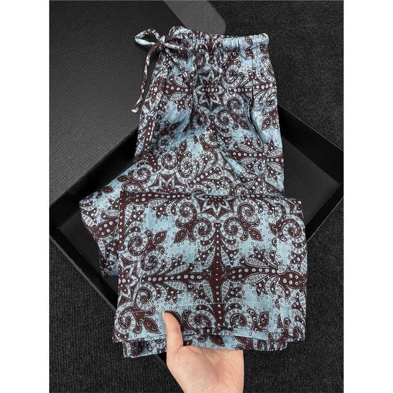 W04 Summer New Popular Style Super Beautiful High-End Niche Design Petite Floral Straight Pants for Women