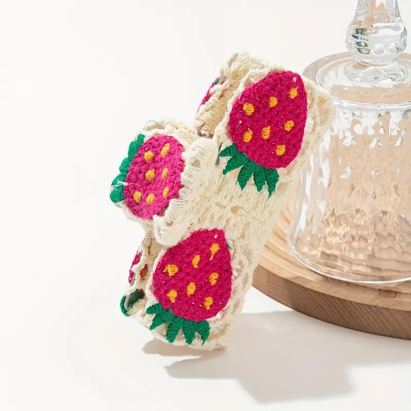 66g Weight Hair Claws Hair Accessories Type 1 Piece Quantity Knit Material Waves, Flower, Strawberry Pattern All Seasons Season Women's Gender Vacation Style Vacation Classic Style Women's Flower Knit Hair Claws 8