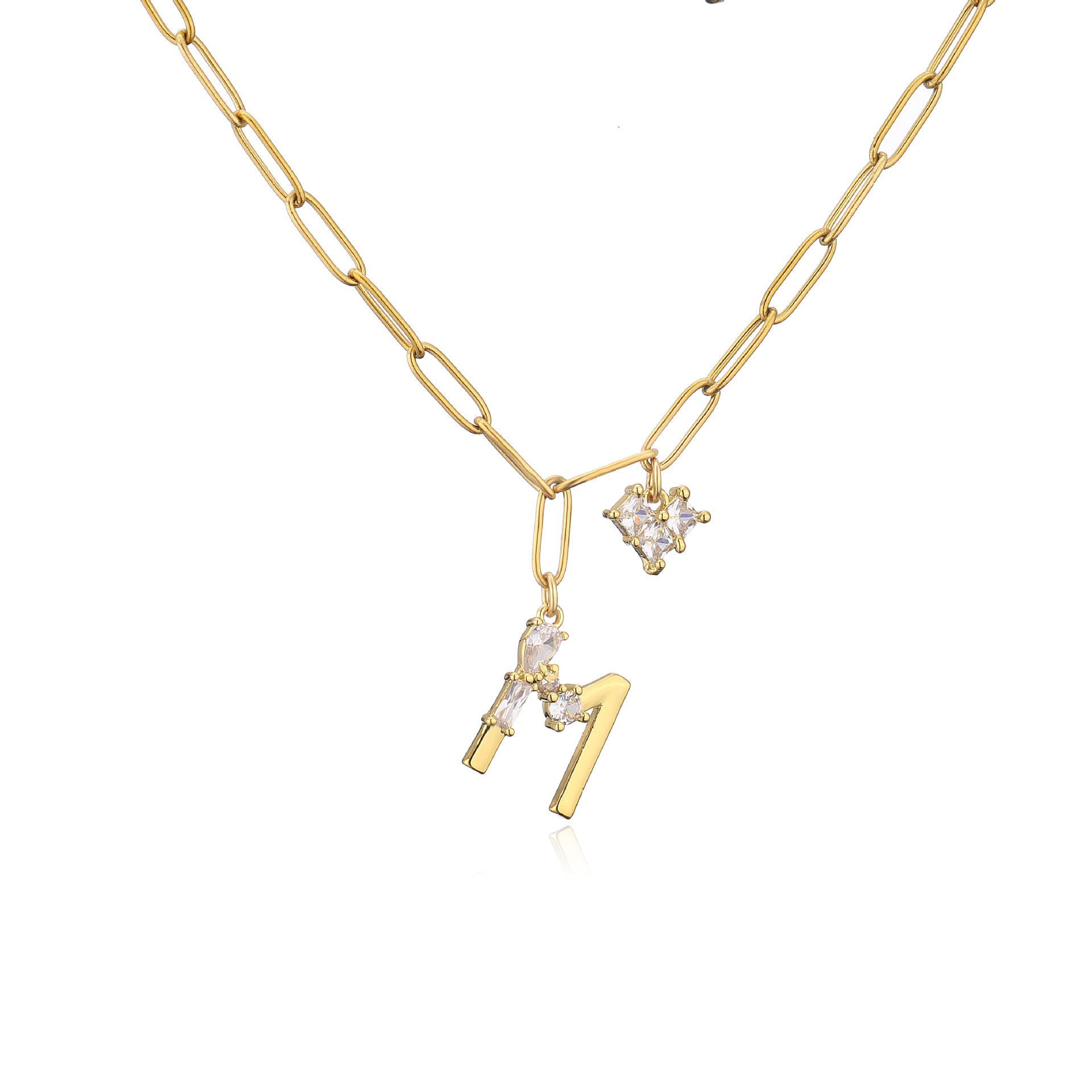 Zircon Micro-Inlaid Heart-Shaped English Letter Necklace Stainless Steel Necklace