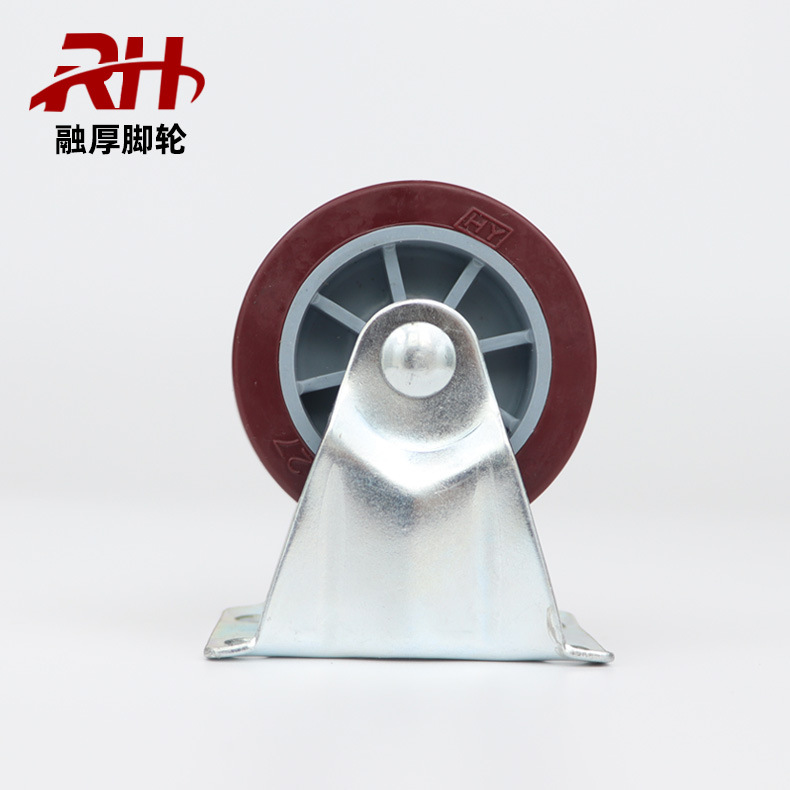 2.5寸枣红定向脚轮中型枣红聚氨酯定向脚轮静音定向脚轮 厂家批发