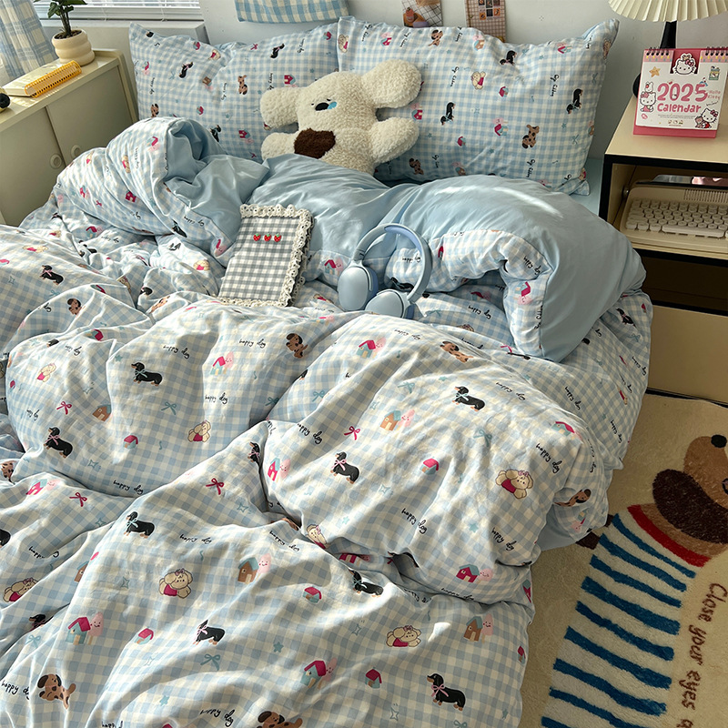 Cama de cuatro piezas de madres y bebés de clase A sábanas de algodón cubierta cama de dormitorio de estudiantes de tres piezas de cama