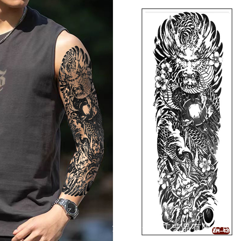 Calcomanías de tatuaje semipermanentes de brazo completo para hombres y mujeres brazo imagen grande jugo de planta no puede lavar las pegatinas de tótem de tatuaje