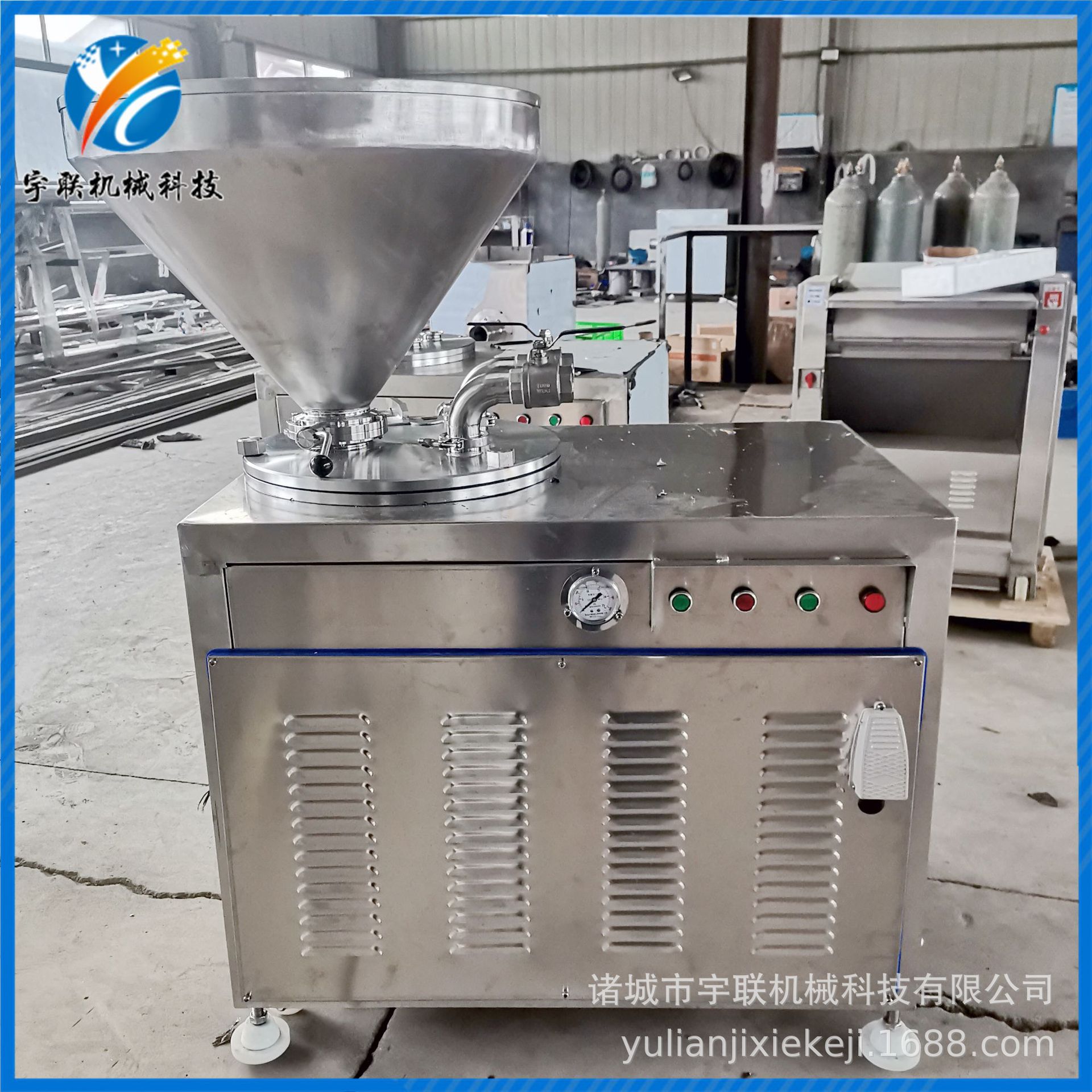 宇联双路灌肠机 食品厂香肠烤肠鱼肠灌装机器 商用电动液压灌肠机