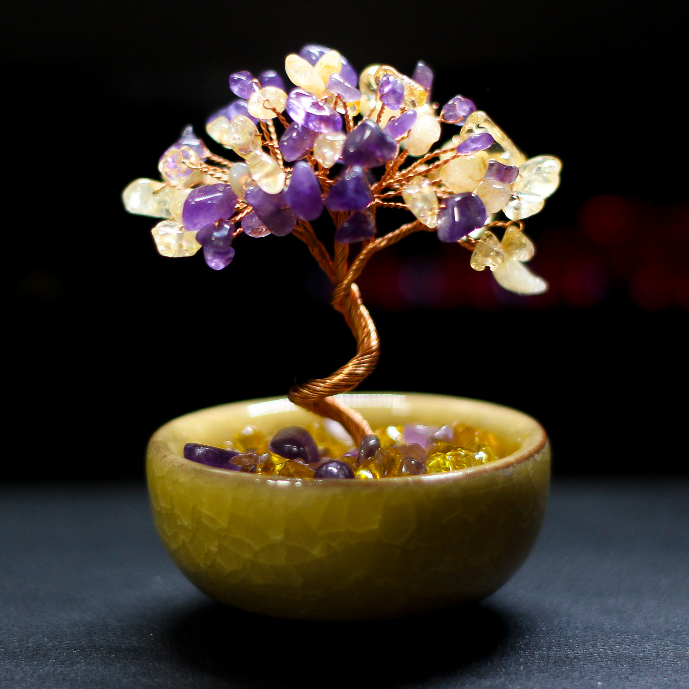 자수정 크리스탈 트리 (도자기 볼 받침)