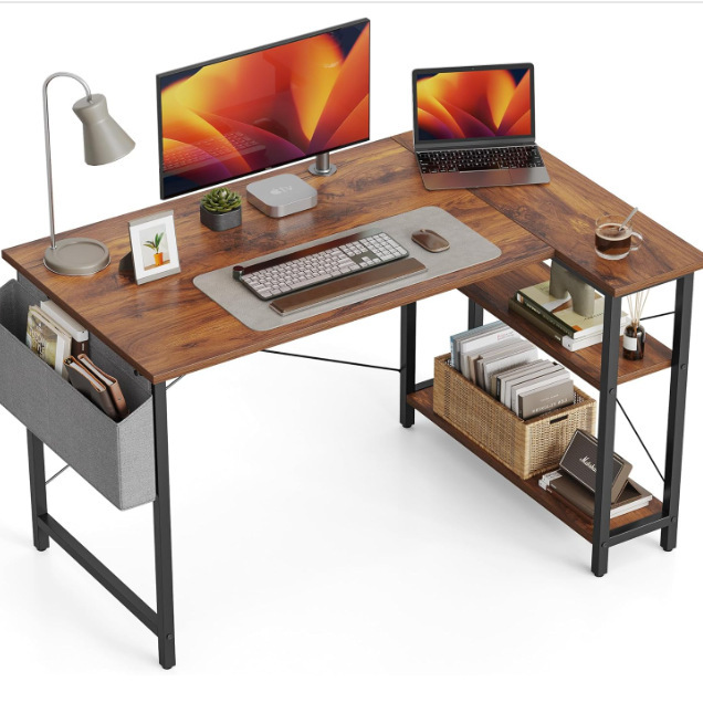 Customized L-Shaped Desktop Computer Desk, Gaming Desk, Home Office Desk, Shelf, Study, Writing Desk