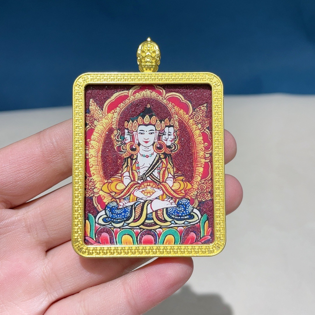 Cinnabar powder painted Five Ye Tangka Gawu Box Pendant, New Chinese style Pendant for the Year of t