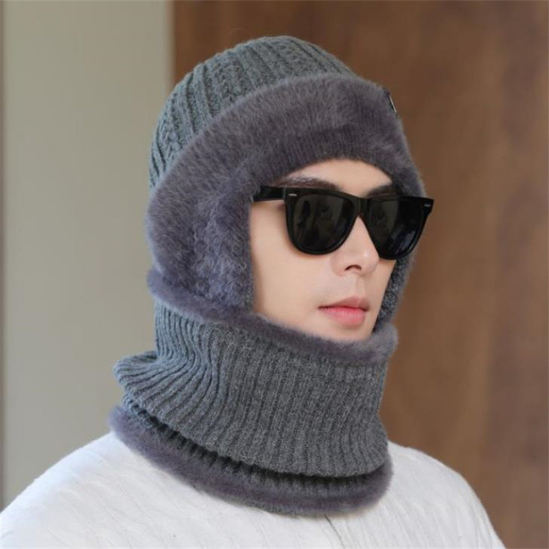 (2개) 남성용 겨울 모자 이어머프 플러스 벨벳 두꺼운 따뜻한 사이클링 추위 및 방풍 니트 모직 모자