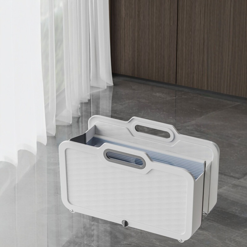 Folding Mop Bucket with Pulley Multifunctional Mop Bucket Dirty Separation Folding Cleaning Bucket with Pull Rod Drain Port