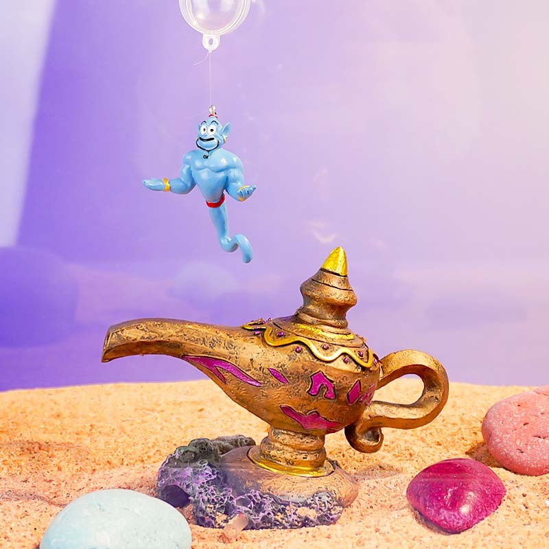 Mito transfronterizo de Aladdin, lámpara de deseos, pecera pequeña, decoración de resina de paisajismo, decoración de oxigenación, casa de refugio de peces y camarones