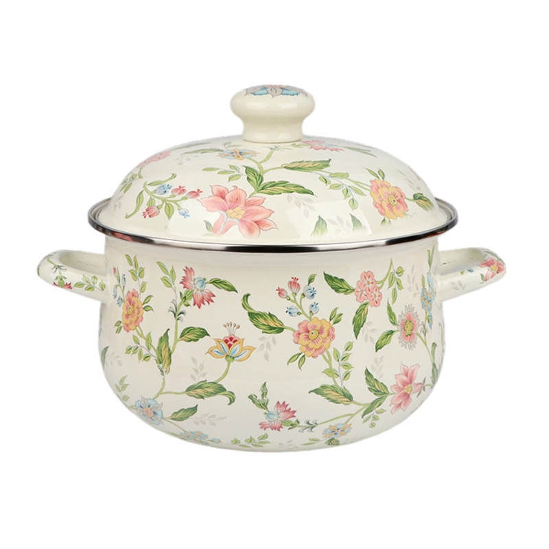 Thickened enamel soup pot, flat-bottomed double-eared stew pot, high persimmon pot, enamel pot, household Chinese medicine pot, gas induction cooker available