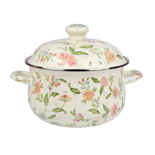 Thickened enamel soup pot, flat-bottomed double-eared stew pot, high persimmon pot, enamel pot, household Chinese medicine pot, gas induction cooker available
