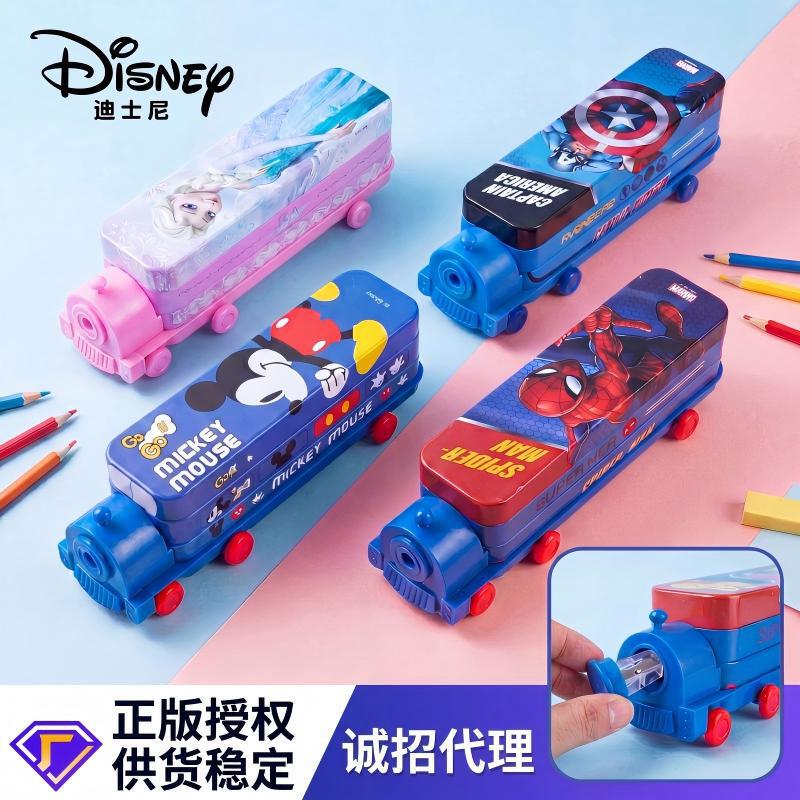 Disney Stationery Box for Primary School Students, Cartoon Train Stylus Box, Boy's Double-Layer Multi-Functional Children's Pencil Box