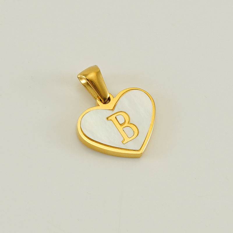 Polished Finish 1 Piece 13*16mm Stainless Steel Shell Letter Heart Shape Polished Pendant