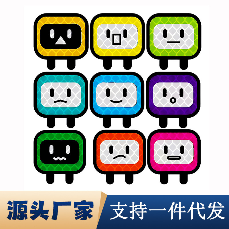 신체 반사 경고 스티커 전기 자동차 사각 사람 반사 스티커 오토바이 성격 창조적 인 로봇 장식 스티커