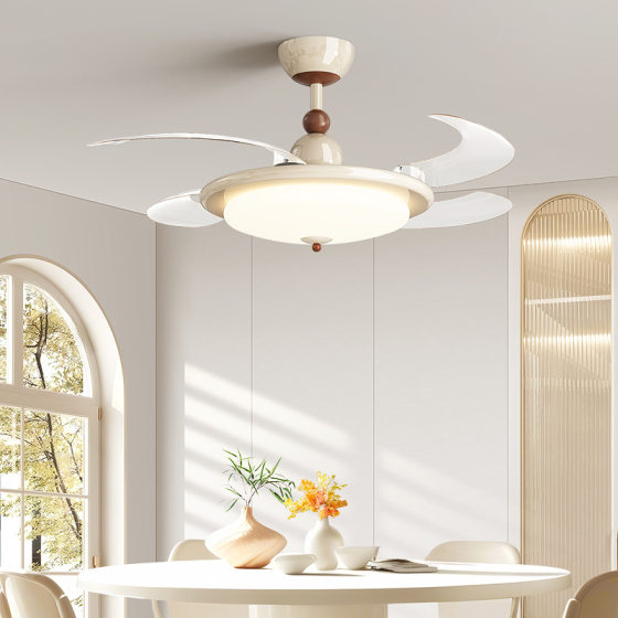 Restaurant Fan Lamp 2025 New Bauhaus Italian Advanced Sense Magic Bean Eye Protection Large Wind Integrated Hanging Fan Lamp