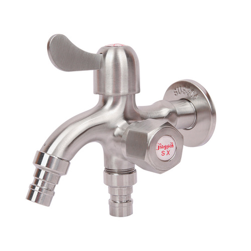 Manufacturer wholesale brushed spout washing machine faucet dual-purpose 304 stainless steel mouth extended 4 points washing machine faucet