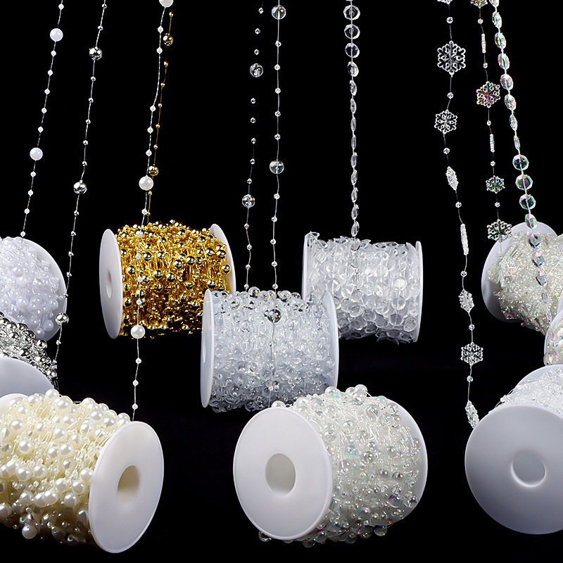 Wedding Abs Imitation Pearl Chain Acrylic 8+3 Baby's Breath Connected Beads Wedding Stage Layout Door Curtain Decoration Accessories