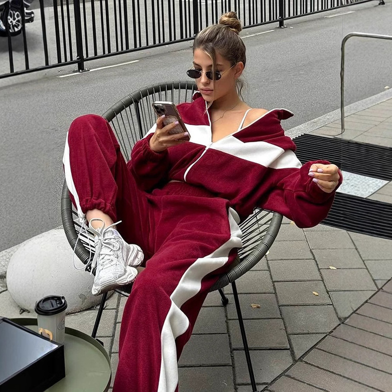 2026 Amazon Fashion European and American Style Casual Sports Suit Zip-Up Cardigan and Long Pants Two-Piece Set for Women 2026 Amazon Fashion European and American Style Casual Sports Suit Zip-Up Cardigan and Long Pants Two-Piece Set for Women