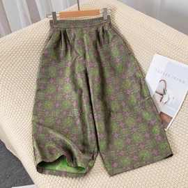 夏新中式高档提花小个子梨形七分裤国风潮流高端绣花气质阔腿裤女