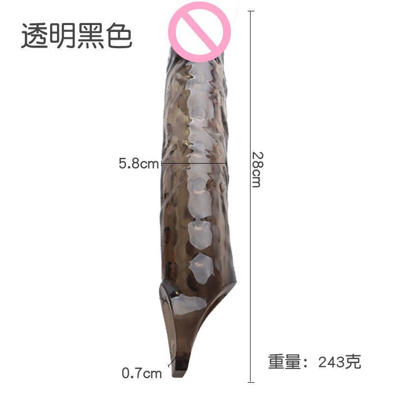 Extra Large Wolf-Tooth Textured Condom Sleeve, Crystal Silicone Color, Reusable Adult Toy for Men — detail image 7