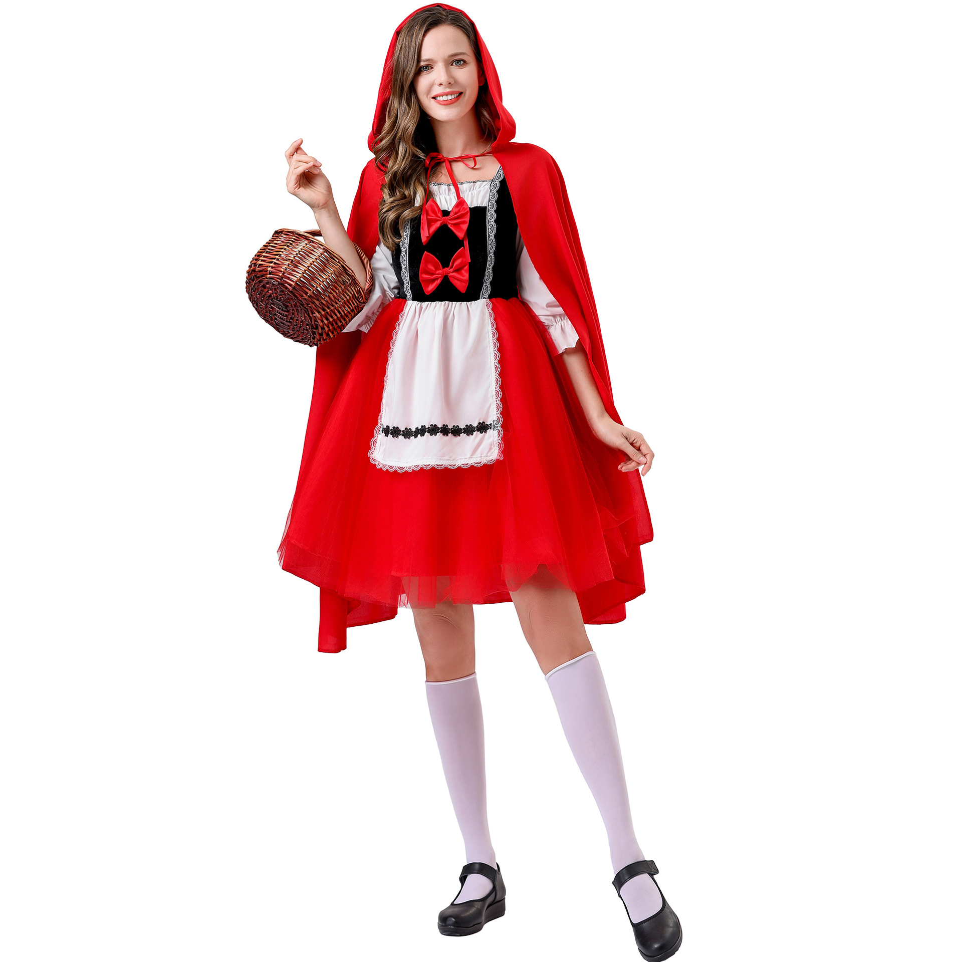 thumbnail image 1 of Disfraces de Halloween 2024 S-XL Medieval Halloween juego de rol cuento de hadas COS Caperucita Roja y el lobo disfraz de drama ropa de actuación, 1 of 4