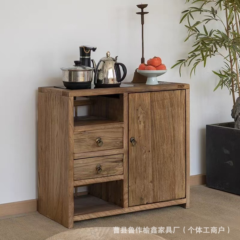 中式老榆木餐边柜靠墙茶水台边柜民宿玄关储物柜家用客厅收纳边柜|undefined