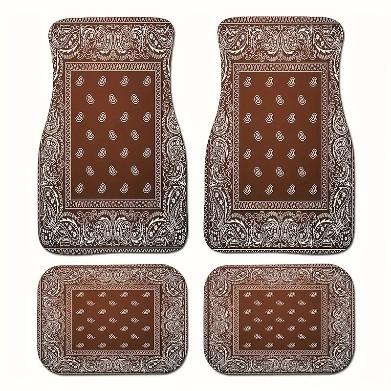 Temu's Best-Selling Bohemian Car Floor Mats, Household Dust-Proof Mats, Wear-Resistant, Dirt-Resistant, Easy-Care Four-Piece Decorative Mats