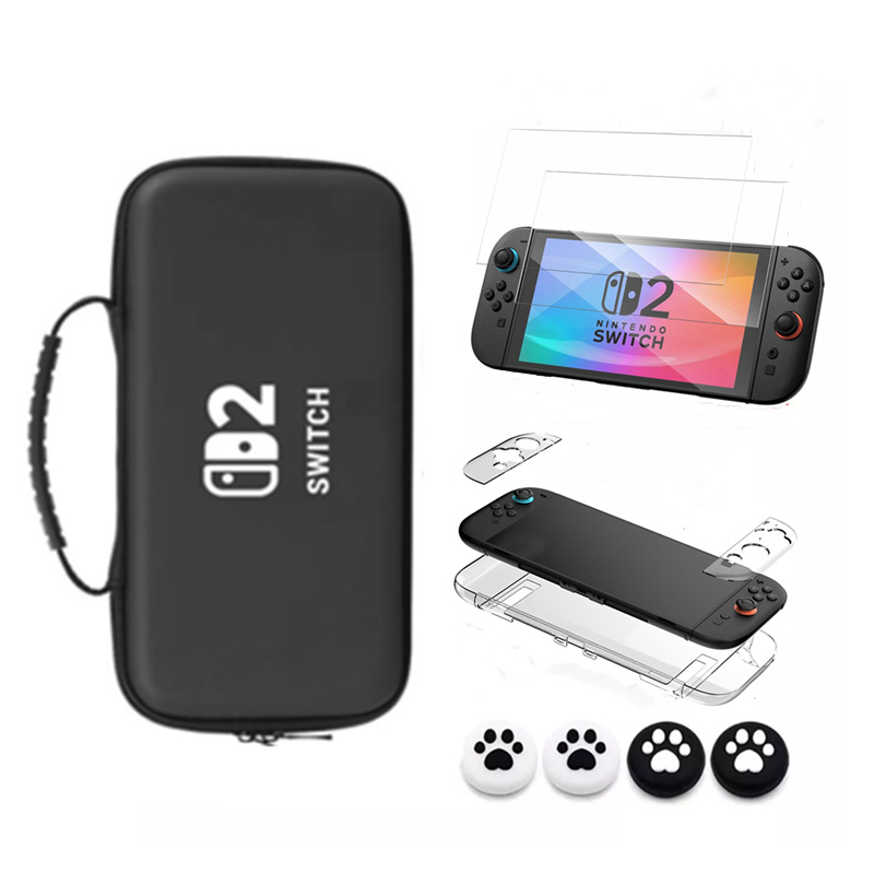 2025 nuevo conjunto de bolsa de almacenamiento switch2 cubierta protectora de caja de cristal switch2 película templada switch2